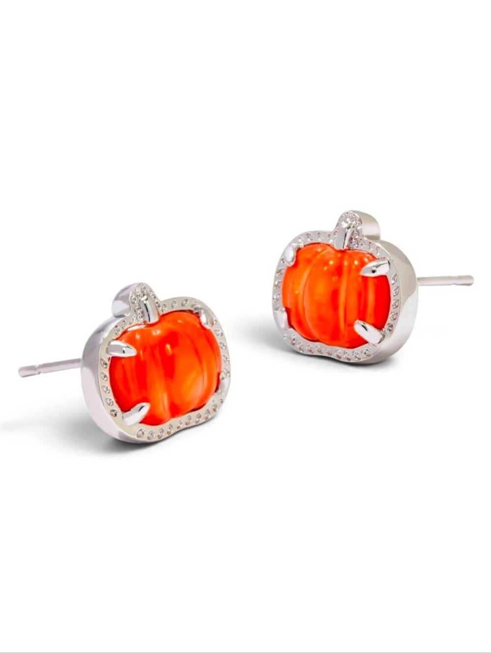 Kendra Scott Pumpkin Silver Stud Earrings in Orange Mother-of-Pearl